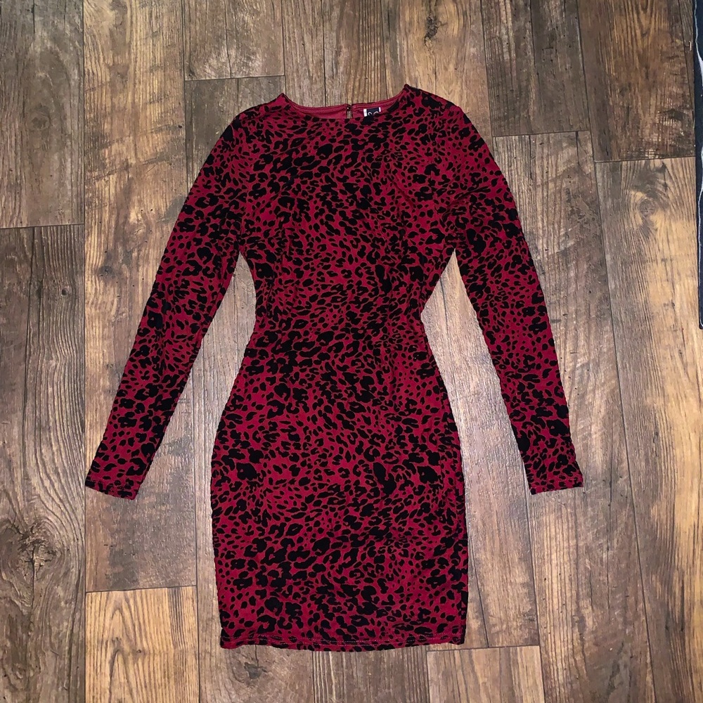 Leopard Print Open Back Dress